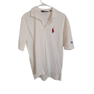 Polo Golf‎ Ralph Shirt AJGA Logo Short Sleeve White Medium 100% Pima Cotton